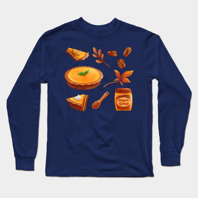 Autumn Pumpkin Pie Long Sleeve T-Shirt by CleanRain3675